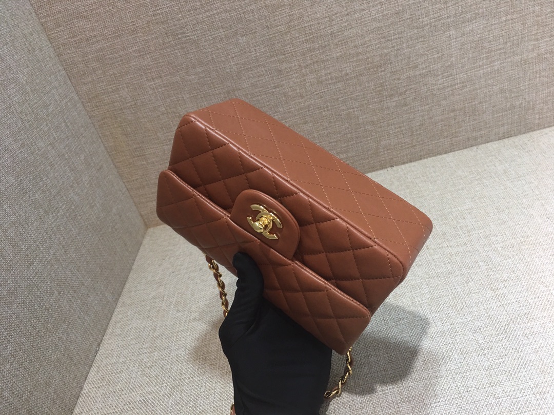 Small Classic Flap Lambskin Bag A01116 Dark Red/Gold